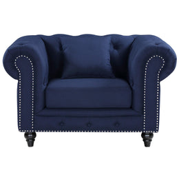 Meridian Chesterfield Navy Linen Textured Chair