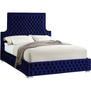 Meridian Sedona Navy Velvet Queen Bed