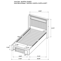 Madison Upholstered LED  Storage Platform Bed Cream