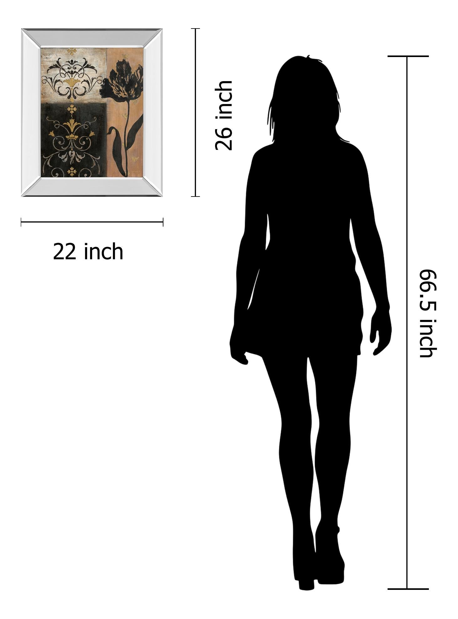 Mirrored Frame Tulip Silhouette By Tava Studio 22X26 Mirror Frame Print