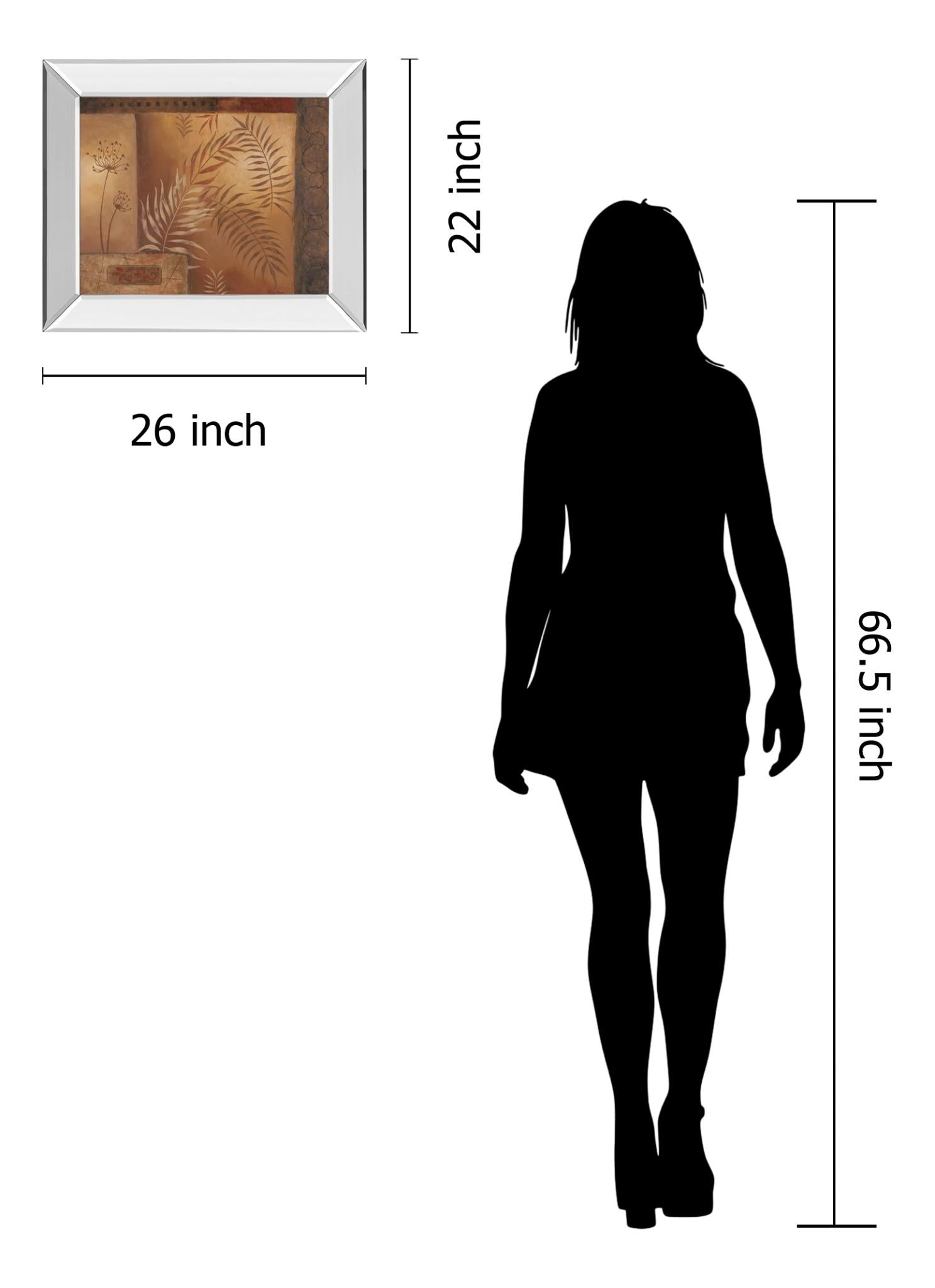 Mirrored Frame Modern Fern I By Vivian Flasch 22X26 Mirror Frame Print