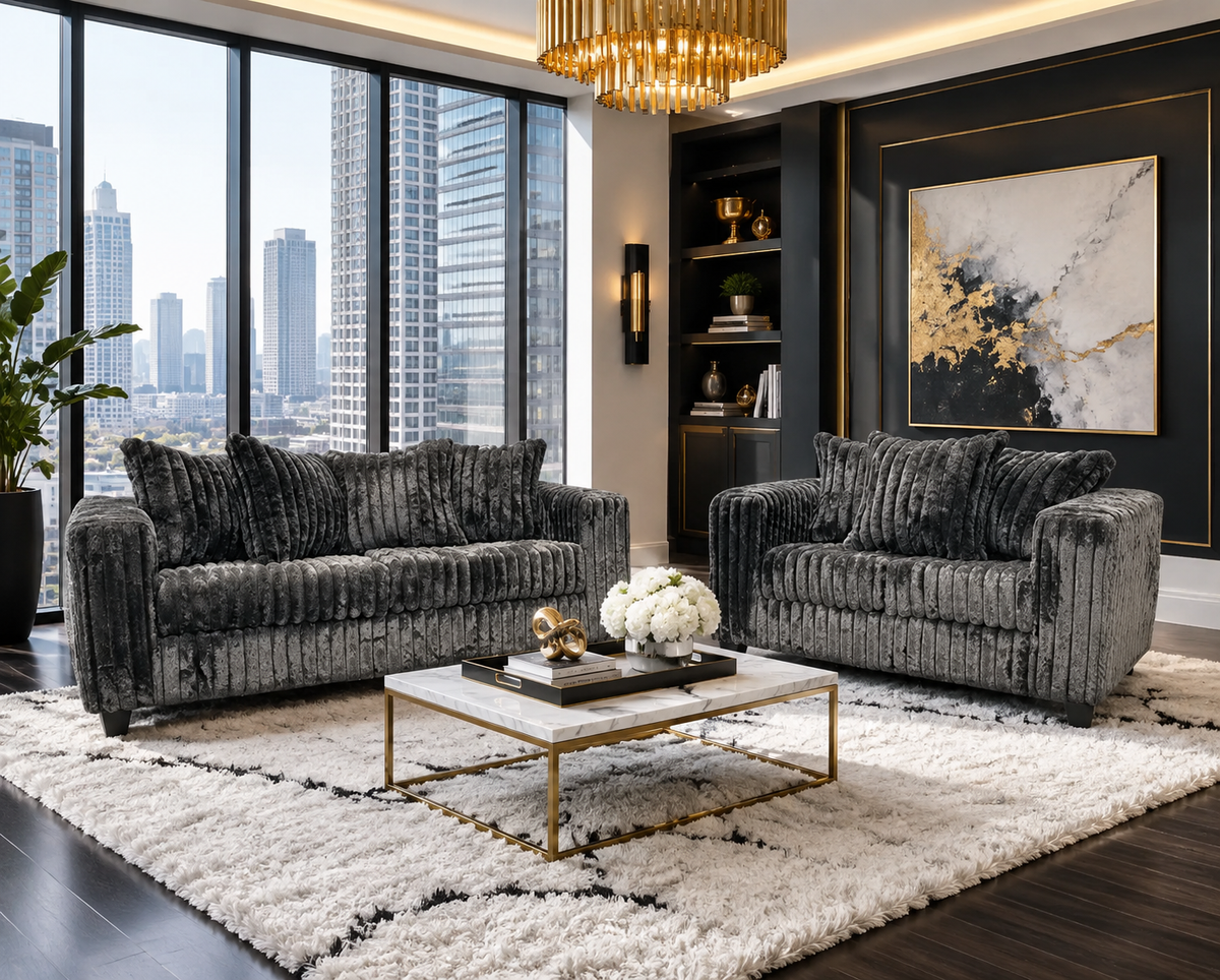510-2PC Black - Sofa & Loveseat Set