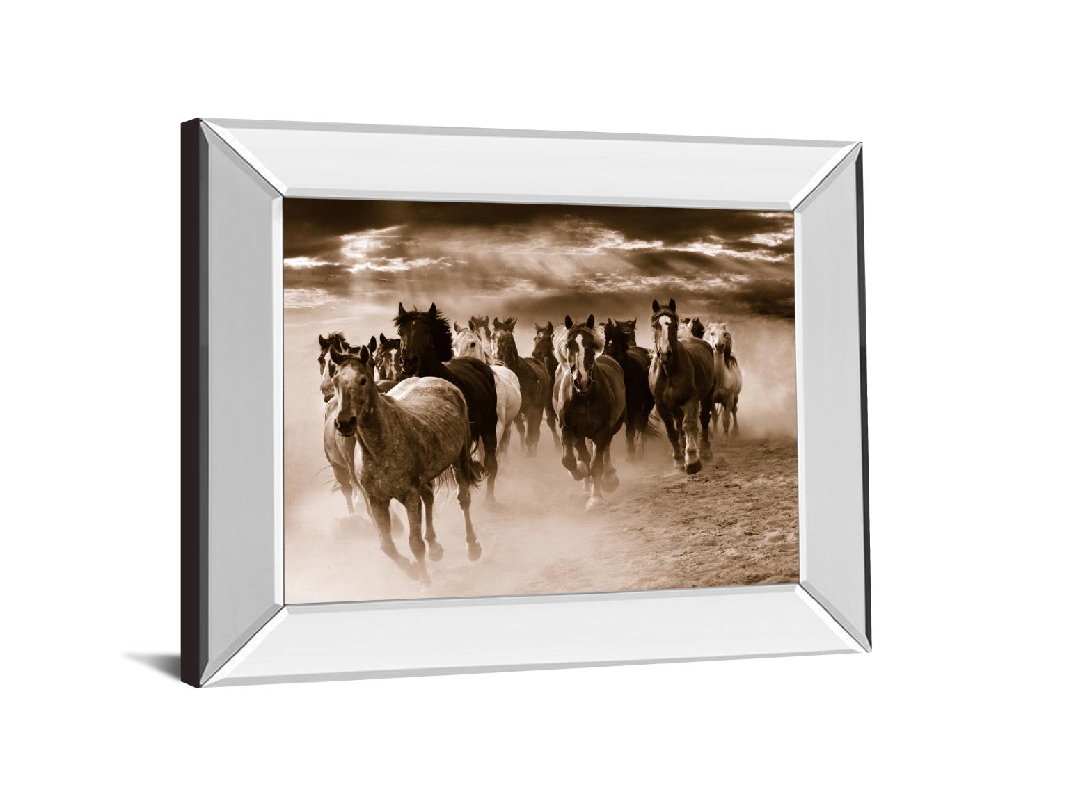 Mirrored Frame Running Horses By Monte Naglar 22X26 Mirror Frame Print
