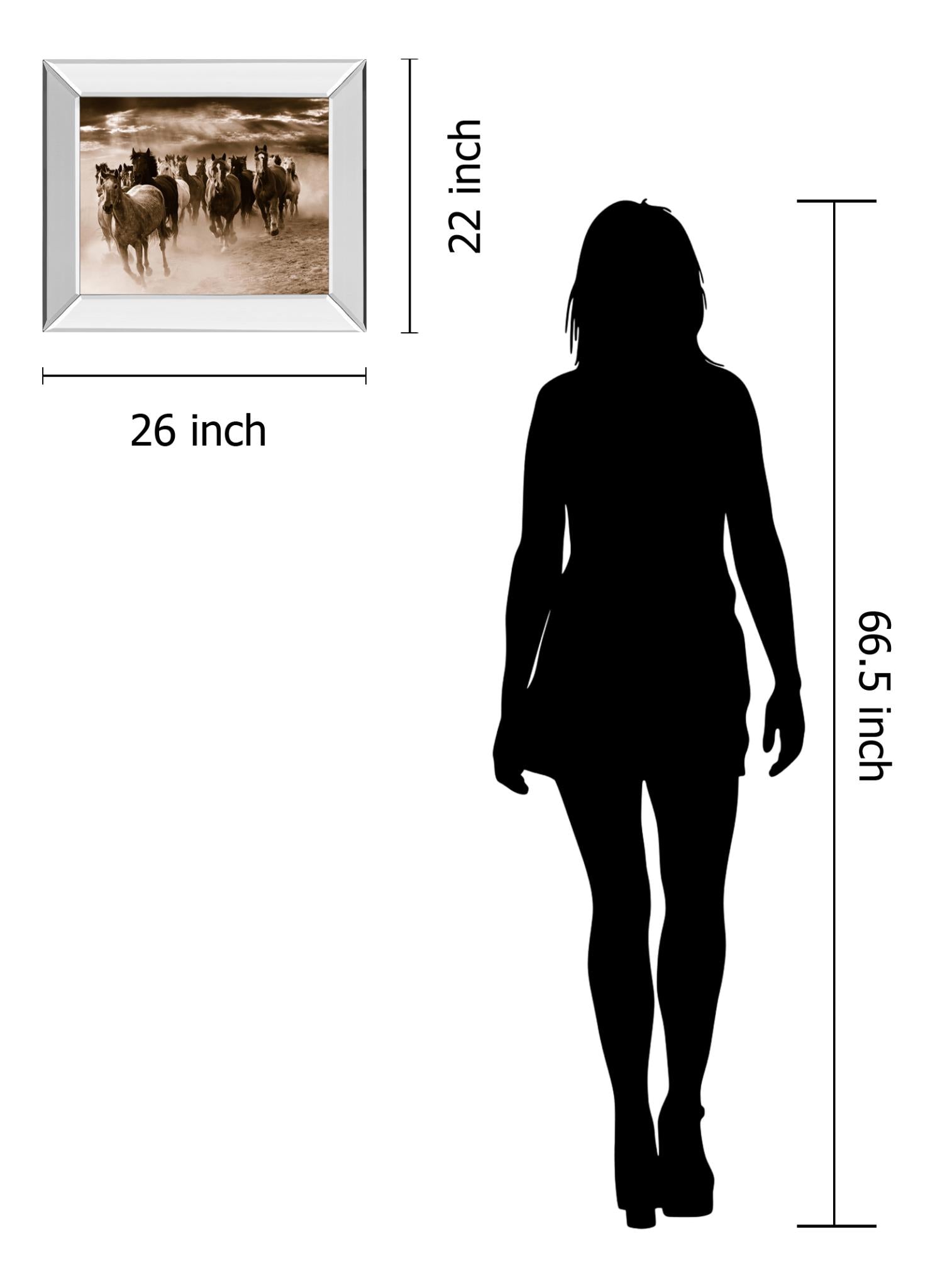 Mirrored Frame Running Horses By Monte Naglar 22X26 Mirror Frame Print