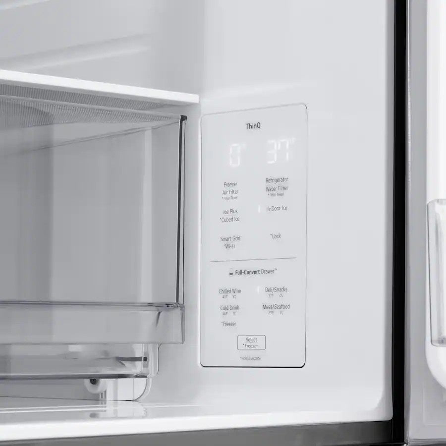 LG - 36-in Wide Standard-Depth MAX 28.6 Cu. Ft. 4-Door French Door Refrigerator Smart Refrigerator with Full Convert Drawer - PrintProof Stainless Steel Look