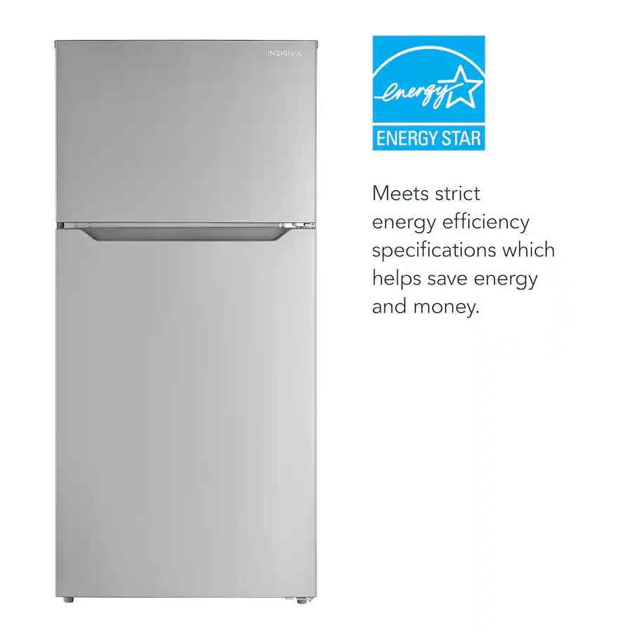 Insignia™ - 28 in. Wide 14.2 Cu. Ft. Top-Freezer Refrigerator with ENERGY STAR Certification - Stainless Steel
