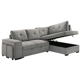 Roanne Fabric Upholstered Sleeper Sectional Sofa Grey