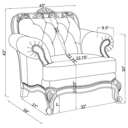 Victoria  Leather Upholstered Rolled Arm Chair Brown