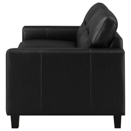 Scotland Faux Leather Upholstered Track Arm Loveseat Black