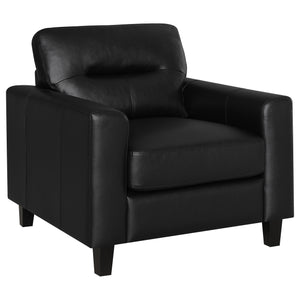 Scotland Faux Leather Upholstered Track Arm Chair Black