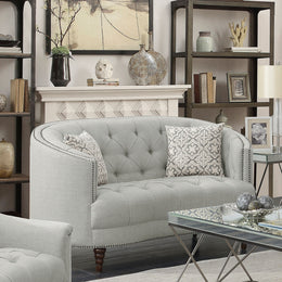 Avonlea Upholstered Sloped Arm Loveseat Grey Fabric