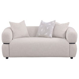 Jeanette 73-inch Fabric Upholstered Round Arm Loveseat Beige