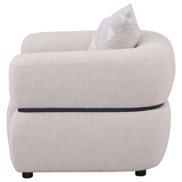 Jeanette Fabric Upholstered Round Arm Accent Chair Beige