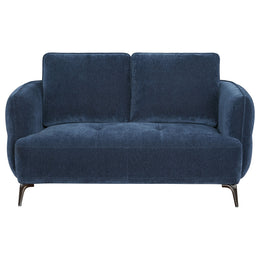 Lively Chenille Upholstered Modern Track Arm Loveseat Blue