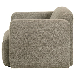 Dorset Fabric Upholstered Round Track Arm Accent Chair Brown