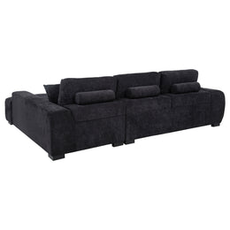 Octavia Fabric Upholstered Track Arm Sectional Sofa Black