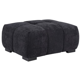 Octavia Fabric Rectangular Upholstered Ottoman Black