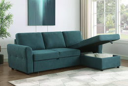 Samantha Upholstered Storage Sleeper Sectional Sofa Grey