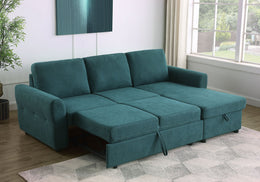 Samantha Upholstered Storage Sleeper Sectional Sofa Grey