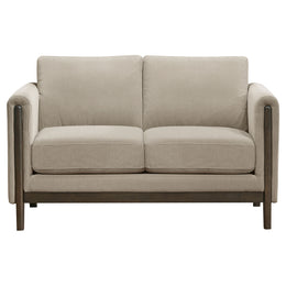 Islington Fabric Upholstered Panel Arm Loveseat Taupe