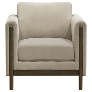Islington Fabric Upholstered Panel Arm Accent Chair Taupe