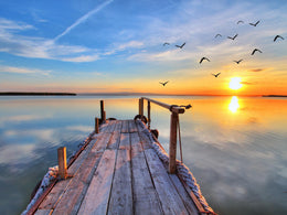 Sunset Dock By Kesipun Giclee Canvas