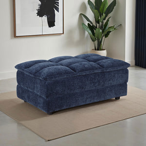 Atlantic Corduroy Upholstered Rectangular Ottoman Blue