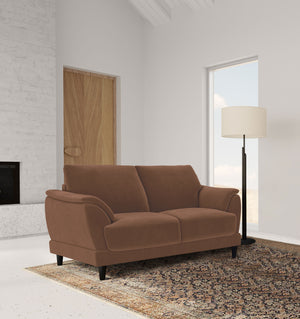 Selma Velvet Upholstered Crescent Arm Loveseat Rust