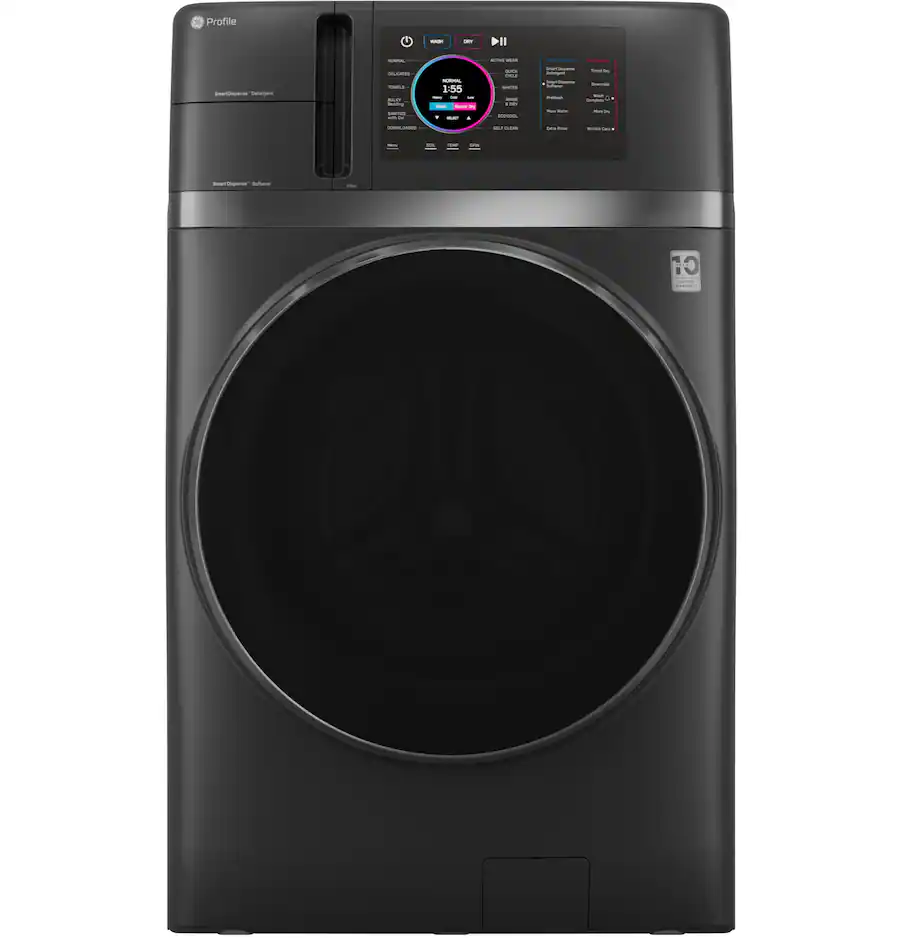 GE Profile - UltraFast 4.8 Cu. Ft. High-Efficiency Smart Front Load Washer and Electric Dryer Combo with Ventless Heat Pump - Carbon Graphite