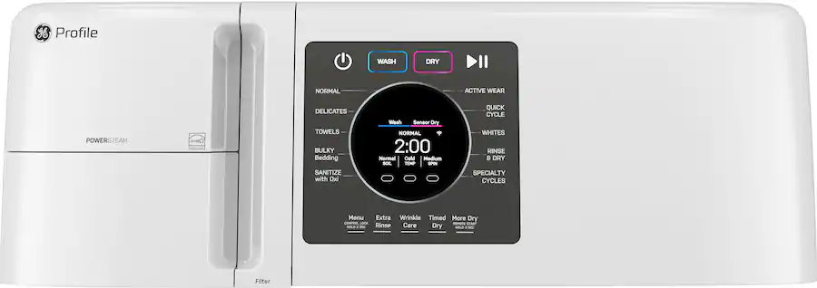GE Profile - UltraFast 4.6 Cu. Ft. High-Efficiency Smart Front Load Washer and Electric Dryer Combo with Steam and Ventless Heat Pump - White
