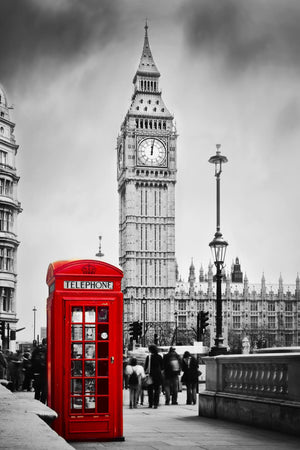 Red Phone Booth Giclee Canvas