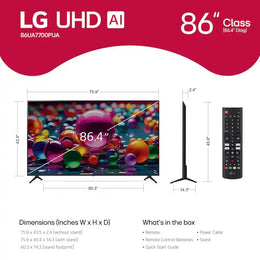 LG - 86” Class UA77 Series LED AI 4K UHD Smart webOS TV (2025)