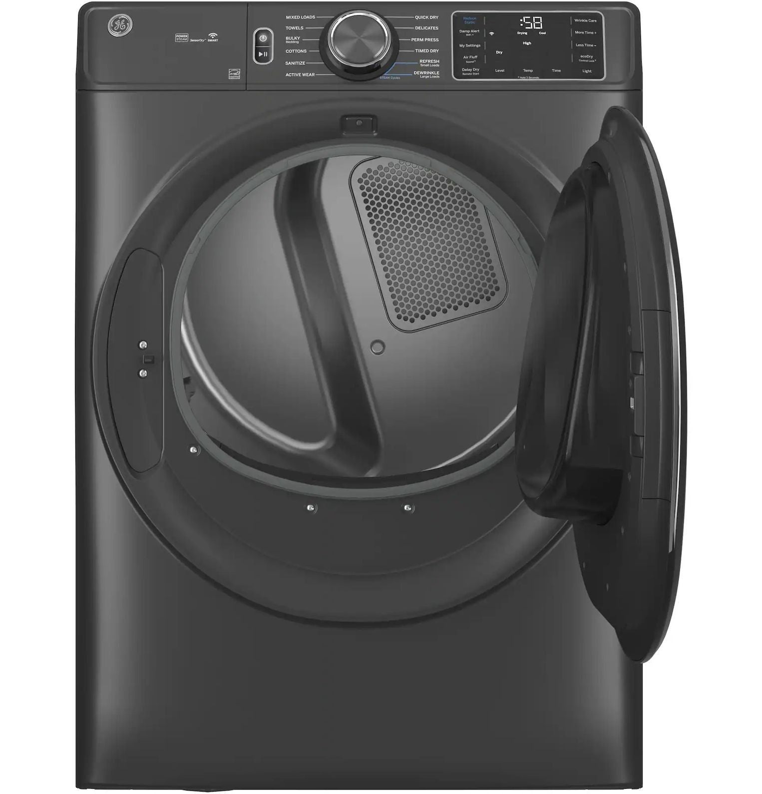 Package - GE - 5.0 Cu. Ft. Stackable Smart Front Load Washer with Steam, SmartDispense and Odorblock Ultra Fresh Vent System and 7.8 Cu. Ft. Stackable Smart Gas Dryer with Steam - Carbon Graphite