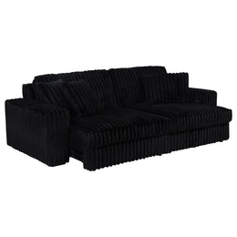 Jacana Corduroy Upholstered Dual Power Chaise Sofa Black