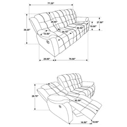 Rodman Upholstered Padded Arm Reclining Sofa Olive Brown