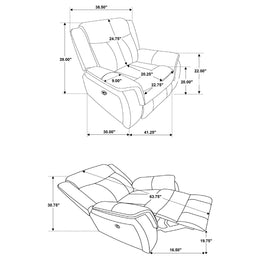 Lawrence Upholstered Padded Arm Glider Recliner Charcoal