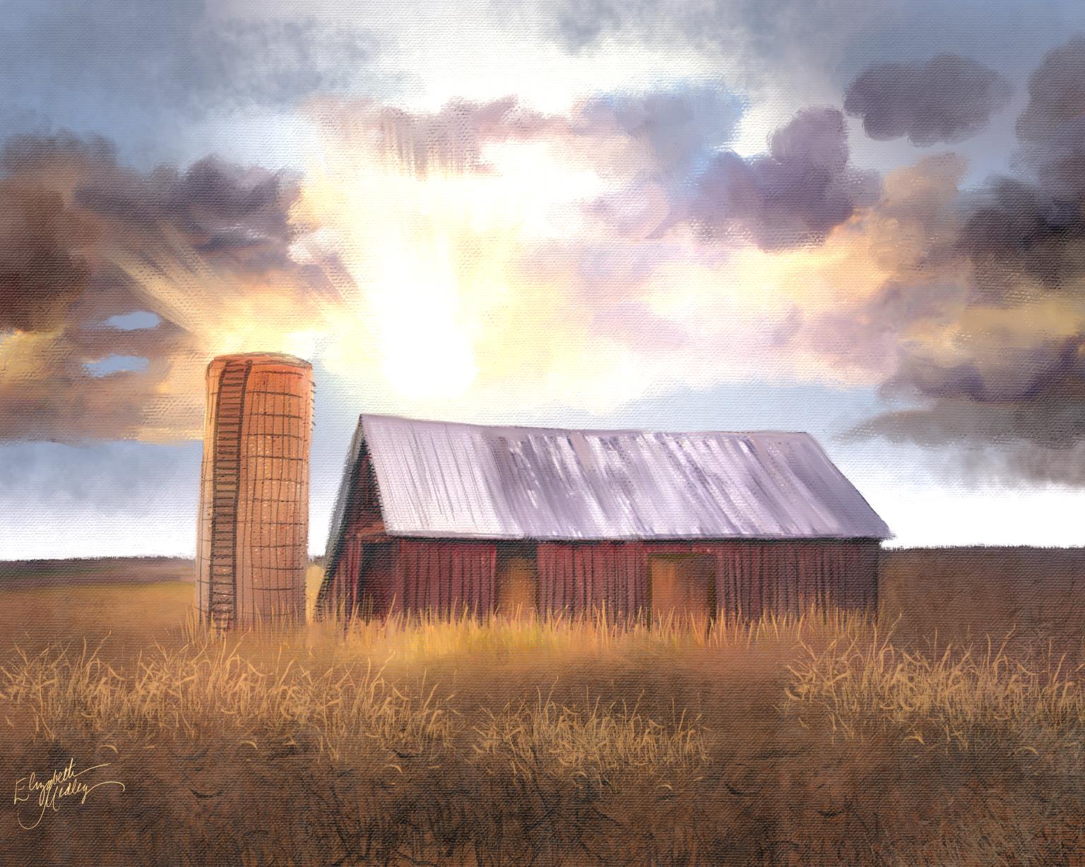 Sunset Farm By Elizabeth Medley Giclee Canvas