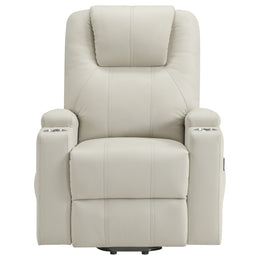 Armstrong Upholstered Power Lift Massage Recliner Ivory