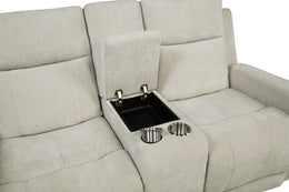 Kennett Chenille Upholstered Power Reclining Loveseat Ivory