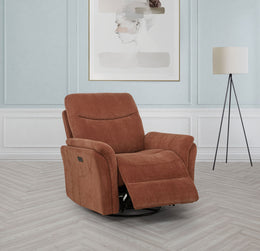 Adler Upholstered Power Swivel Glider Recliner