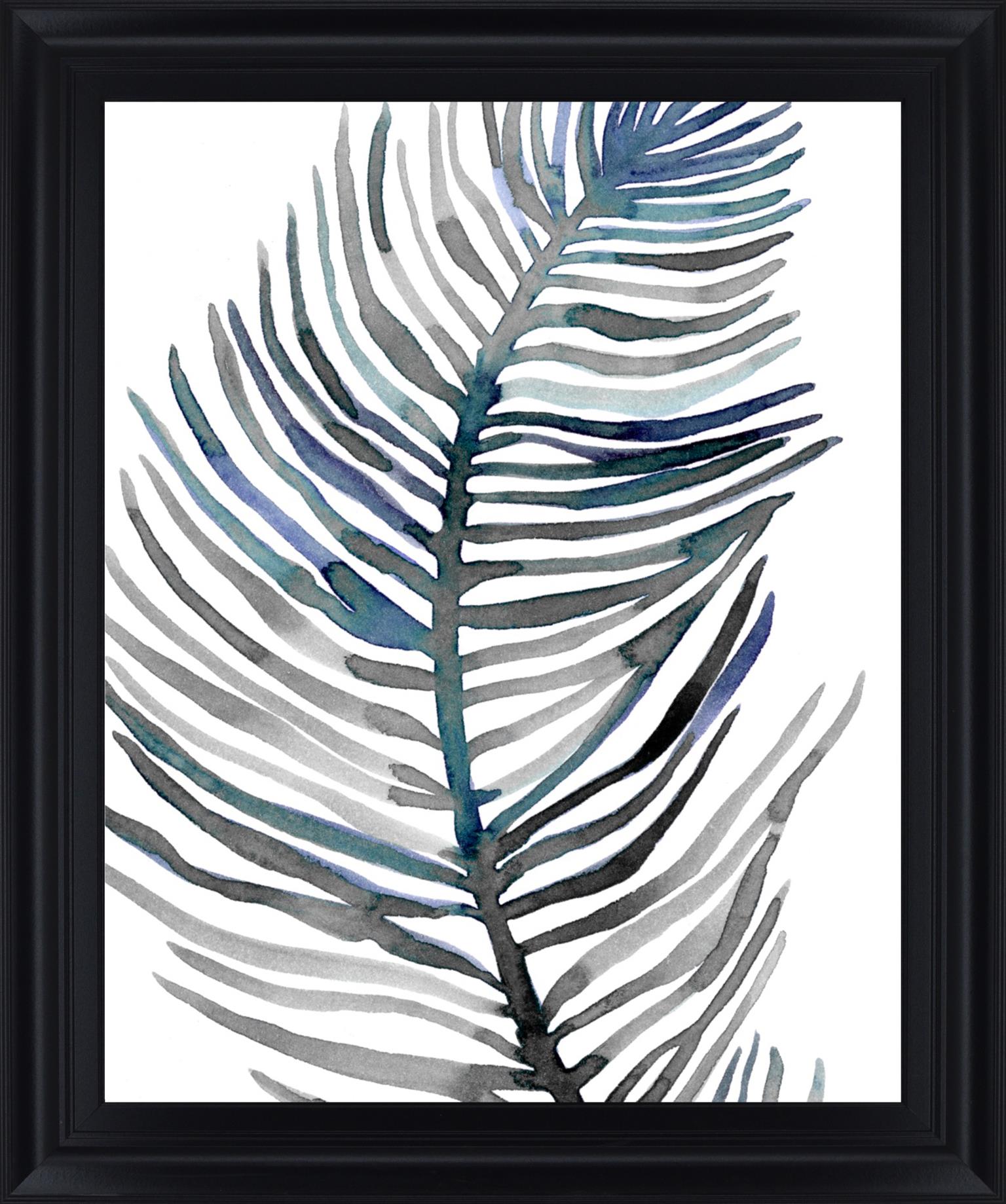 Blue Feathered Palm Iii By Emma Scarvey 28X34 Framed Print