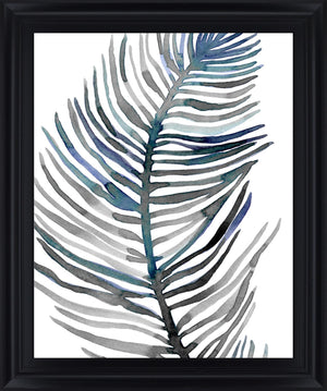 Blue Feathered Palm Iii By Emma Scarvey 28X34 Framed Print