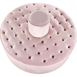 Meridian Banquet Pink Velvet Bench