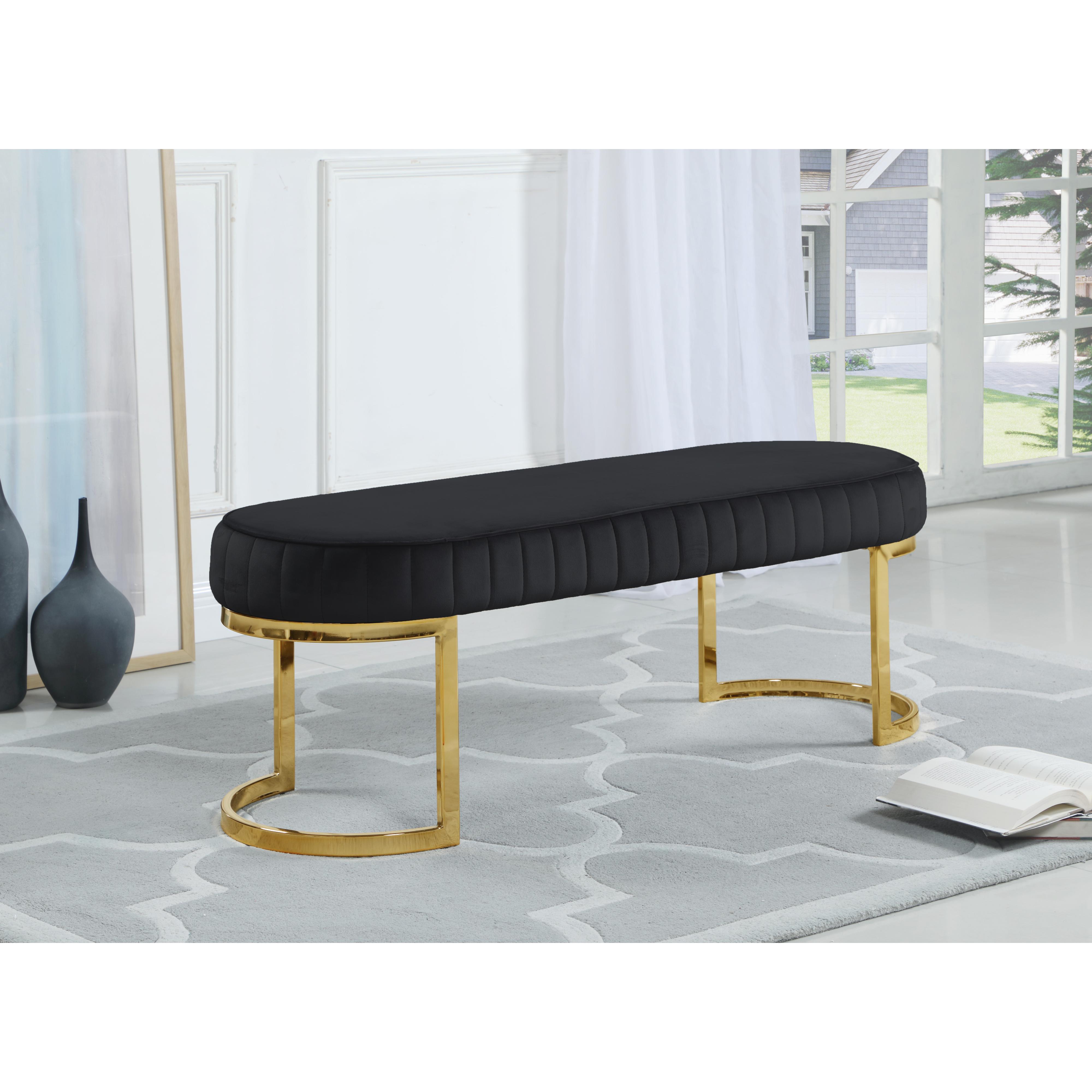 Meridian Lemar Black Velvet Bench