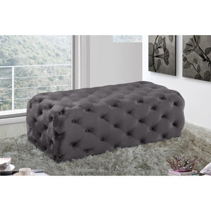 Meridian Casey Grey Velvet Ottoman/Bench