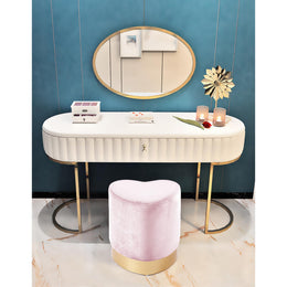 Meridian Heart Pink Velvet Ottoman/Stool