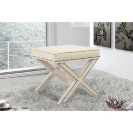 Meridian Nixon Cream Velvet Ottoman/Bench