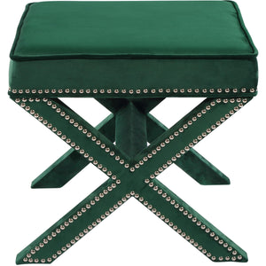 Meridian Nixon Green Velvet Ottoman/Bench