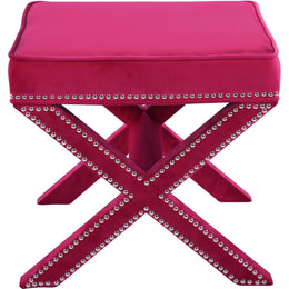 Meridian Nixon Pink Velvet Ottoman/Bench