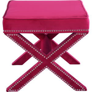 Meridian Nixon Pink Velvet Ottoman/Bench